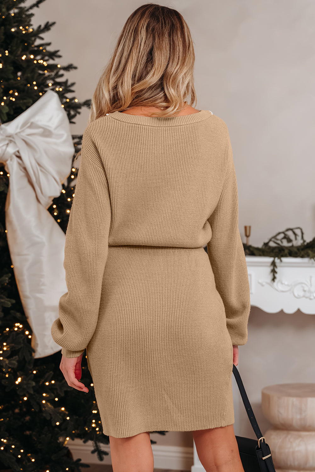 Threaded Pear Zariah Embellished Keyhole Ribbed Sweater