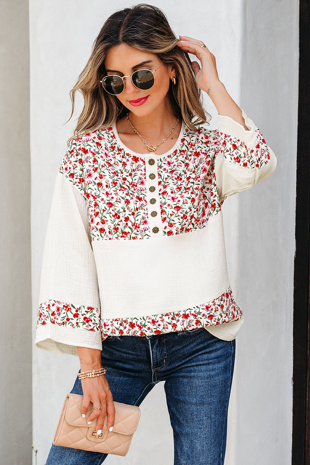 Threaded Pear Penny 3 4 Sleeve Blouse