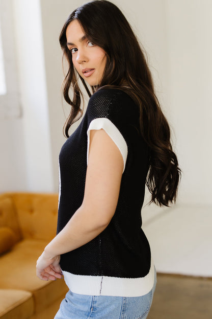Threaded Pear Evelynn Trim Short Sleeve Sweater