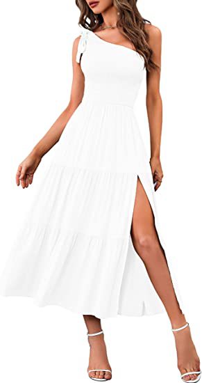 Women’s One-Shoulder Pleated Layered Hem Split Dress | High-Sense Formal Evening Gown | Trendy Minimalist Asymmetrical Party Dress | Luxury-Label Statuesque Radiant Occasion Wear | 2026 High-Fashion Emerald-Luxe Essential