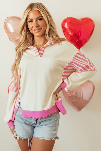 Threaded Pear Juliana Patchwork Terry Knit Top
