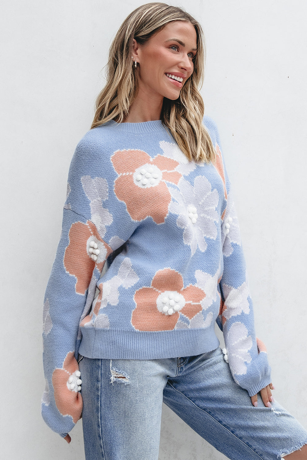 Threaded Pear Zelda Drop Shoulder Knitted Sweater