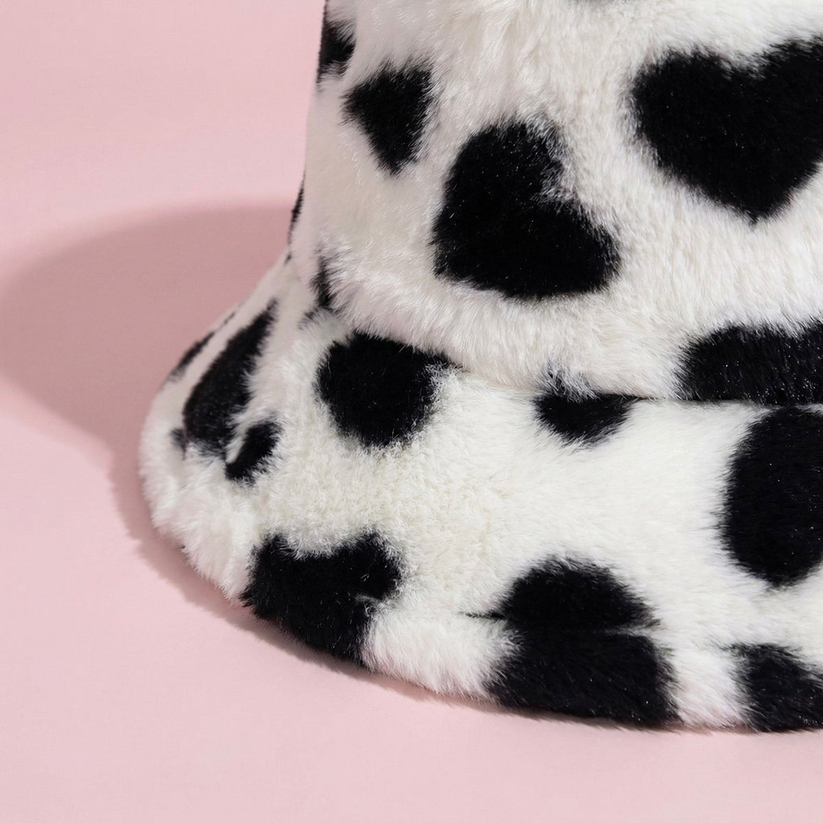 Anna-Kaci Valentine Plush Heart Pattern Bucket Hat Soft Texture Cozy Winter Style