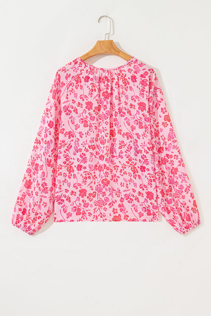 Threaded Pear Adalyn Floral Puff Sleeve Lightweight Blouse