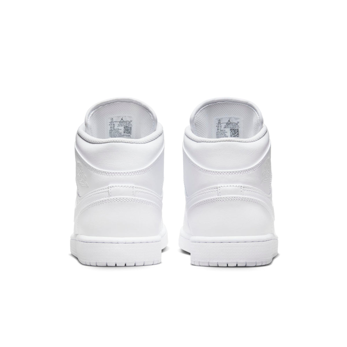 Air Jordan Men's Retro 1 Mid 'Triple White' 2022 Sneakers