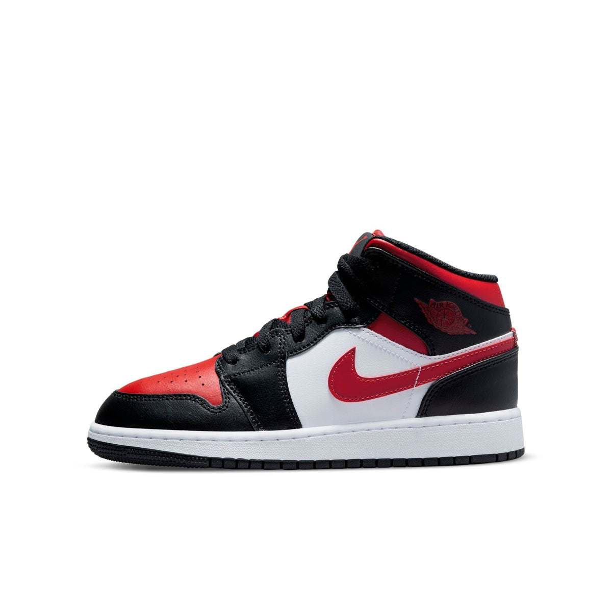 Air Jordan Youth Retro 1 Mid 'Black Fire Red' Gs Sneakers