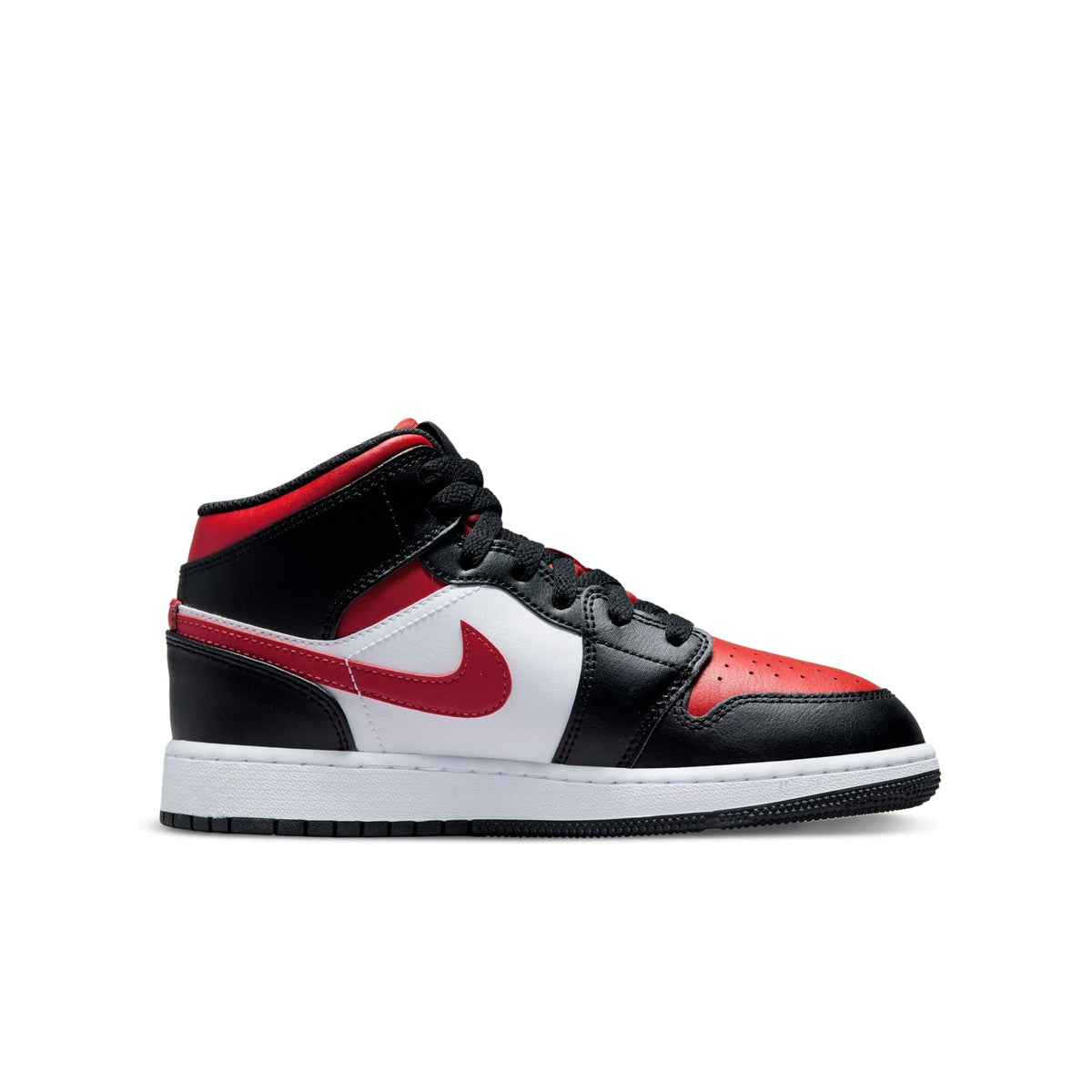 Air Jordan Youth Retro 1 Mid 'Black Fire Red' Gs Sneakers