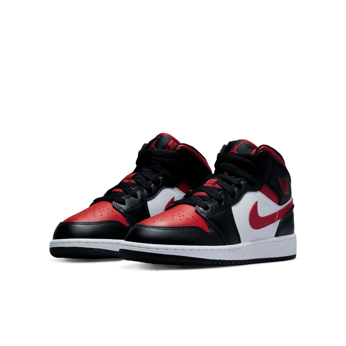 Air Jordan Youth Retro 1 Mid 'Black Fire Red' Gs Sneakers
