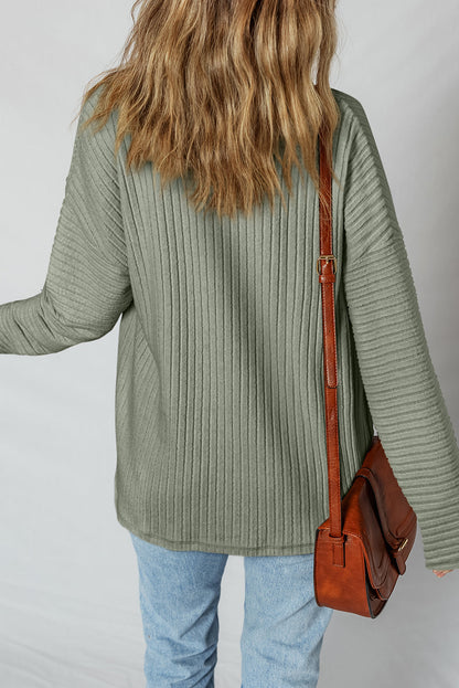Threaded Pear Lucia Ribbed Texture Button Up Shacket
