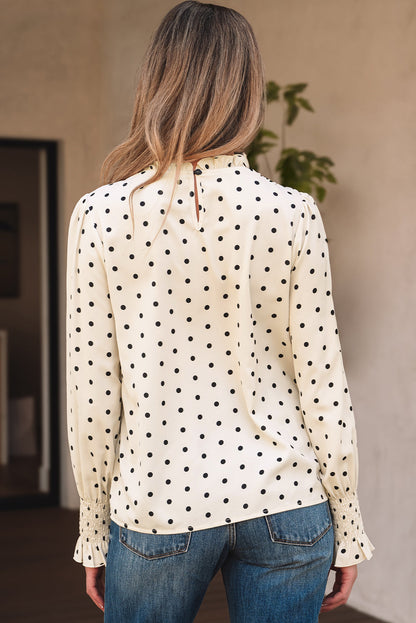 Threaded Pear Catalina Polka Dot Lantern Sleeve Blouse