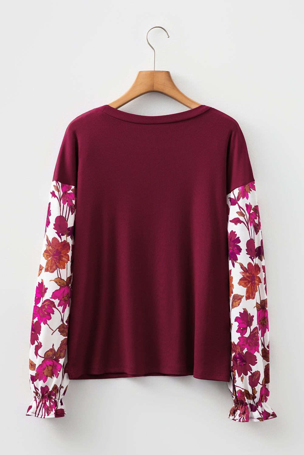 Threaded Pear Bellamy Ribbed Body Patchwork Long Sleeve Top