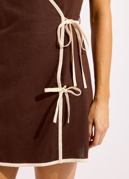 Beach Edit Bind Mini Wrap Dress