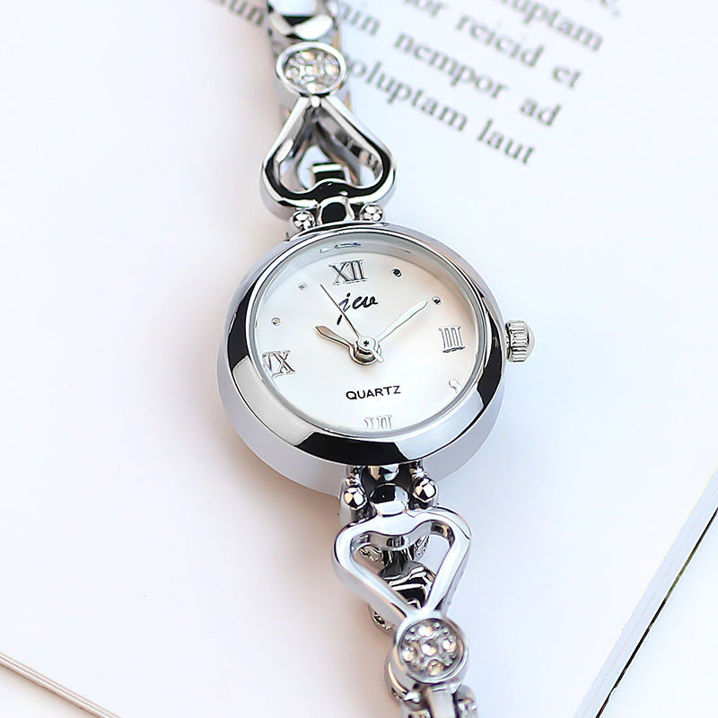 Women’s Elegant Steel Strap Student Watch Set | Minimalist Quartz Wristwatch with Matching Bracelet | Chic Stainless Steel Jewelry Watch | 2026 Trendy Student Gift Set | Sophisticated Silver/Gold Tone Watch Set