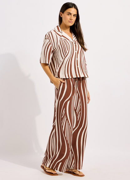 Coastline Stripe Oversized Crop Shirt
