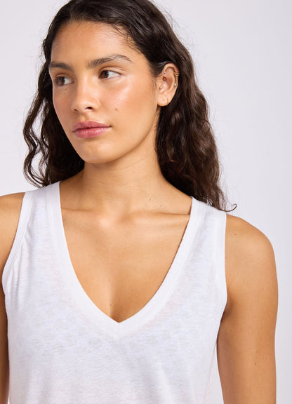 Slub Linen V Neck Tank Top
