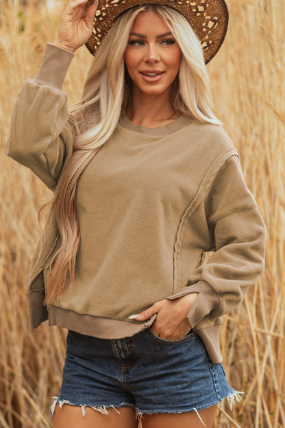 Threaded Pear TatumFuzzy Sherpa Splicing Pullover Sweatshirt