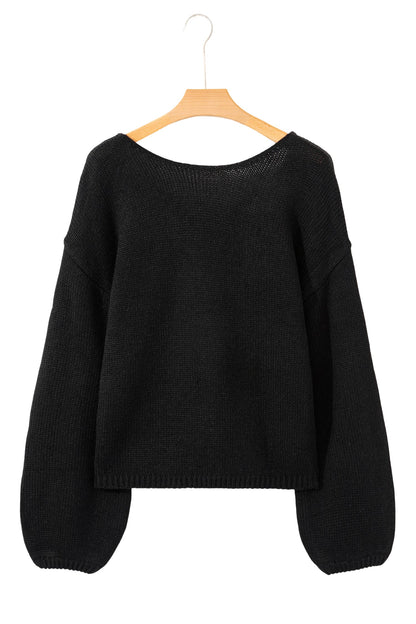 Threaded Pear Faye Backless Bubble Sleeve Sweater