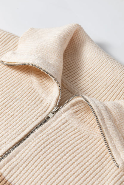 Threaded Pear Everly Stripe Ribbed Half Zip Collared Sweater Vest
