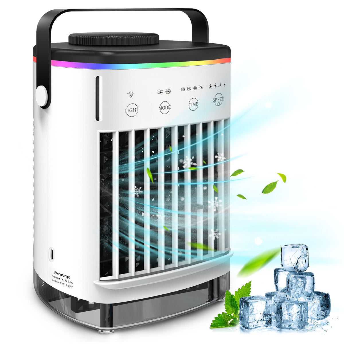 4-Speed Air Conditioning Fan USB Humidification Spray Cooling Fan Household Air Cooler Portable Electric Fan Mini