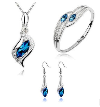 Luxury Angel Elf Jewelry Set | Austria Crystal Necklace, Earrings & Bracelet 3-Piece Set | Elegant Alloy Fairytale Jewelry for Women | Heavenly Angel Wing Jewelry Collection