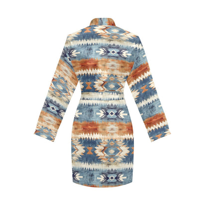 Aztec Women's Long Sleeve Belted Satin Feel Dressing Lounge Robe
