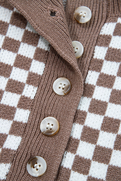Threaded Pear Mckinley Trim Checkerboard Knit Sweater
