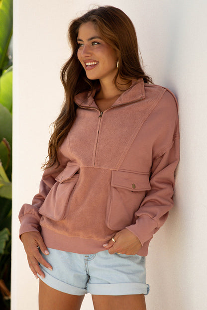 Threaded Pear Mabel Half Zipper Baggy Sweatshirt