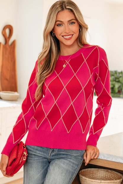 Threaded Pear Wynter Pattern Knit Casual Sweater