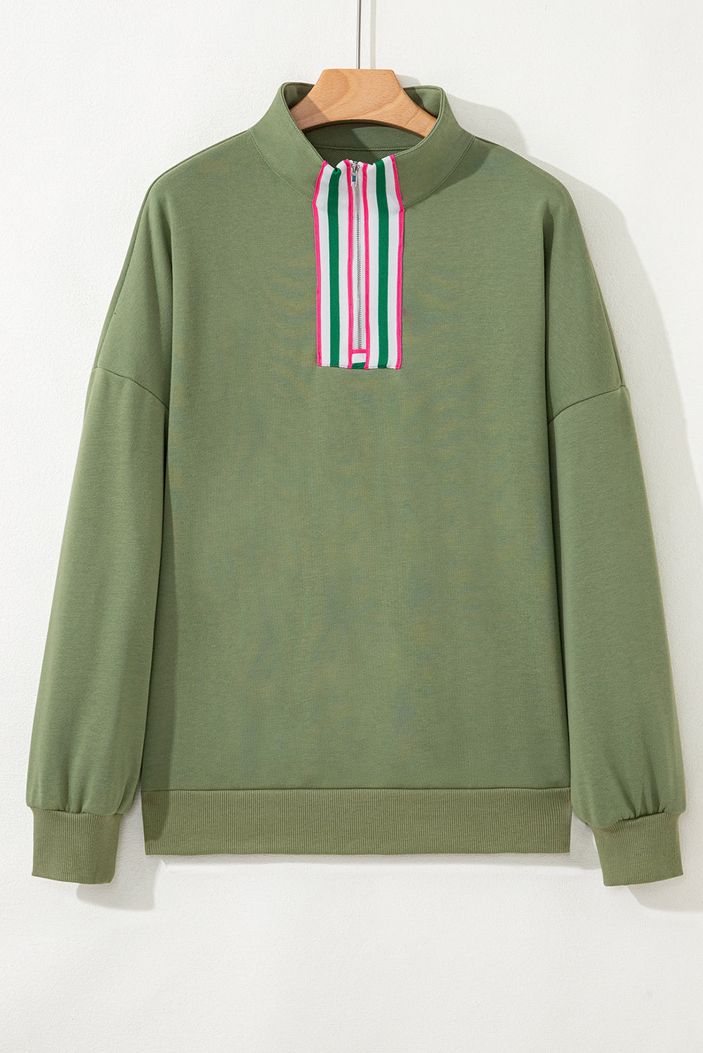 Threaded Pear Felitina Patchwork Zip Collar Pullover