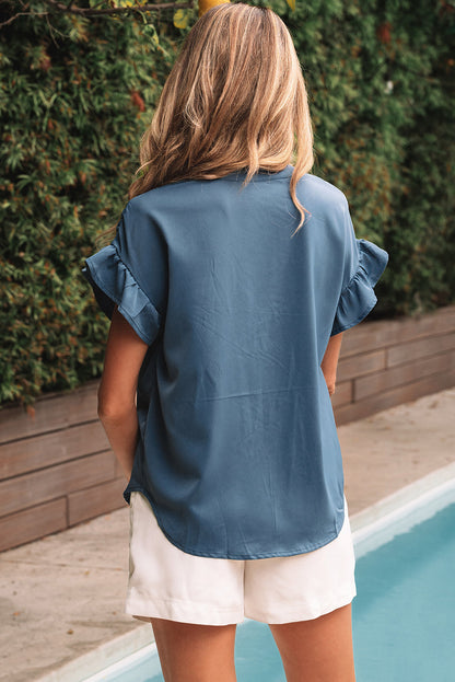 Threaded Pear Briana Ruched Short Sleeve Shirt