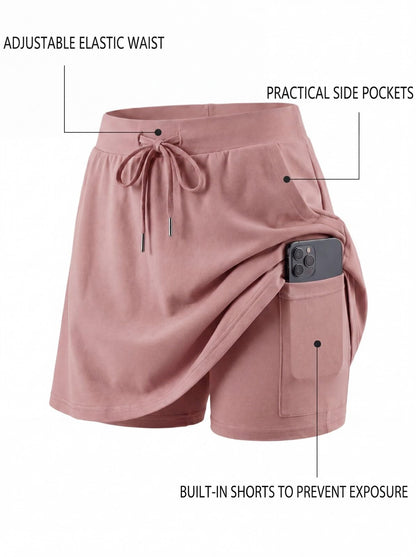 Women's 2 Piece Tennis Skort Set with Built-In Shorts