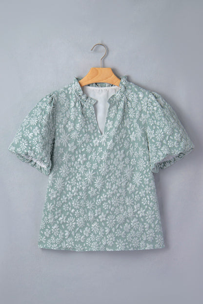 Adalyn Jacquard Puff Sleeve Blouse