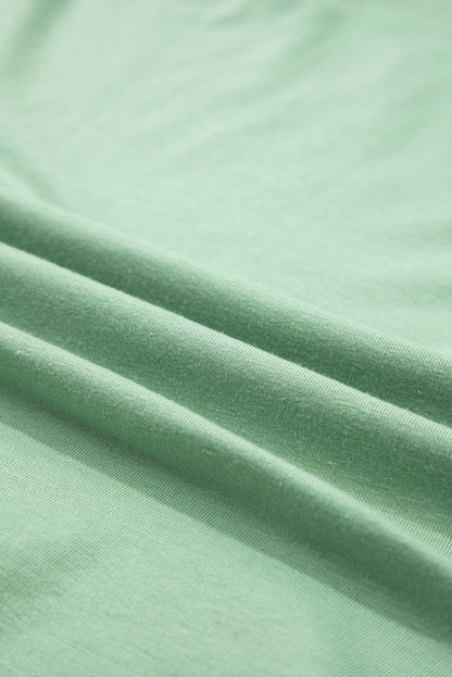 Threaded Pear Grass Green Flower Applique Mineral Wash Plus Size Top