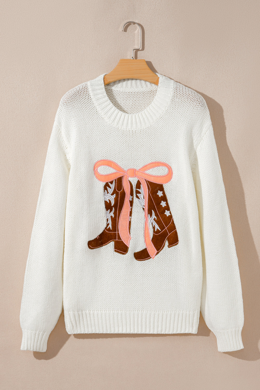 Threaded Pear Amanda Embroidered Bow Boots Sweater