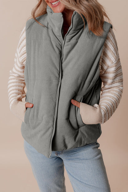 Threaded Pear Taytum Stand Zipped Puffer Vest