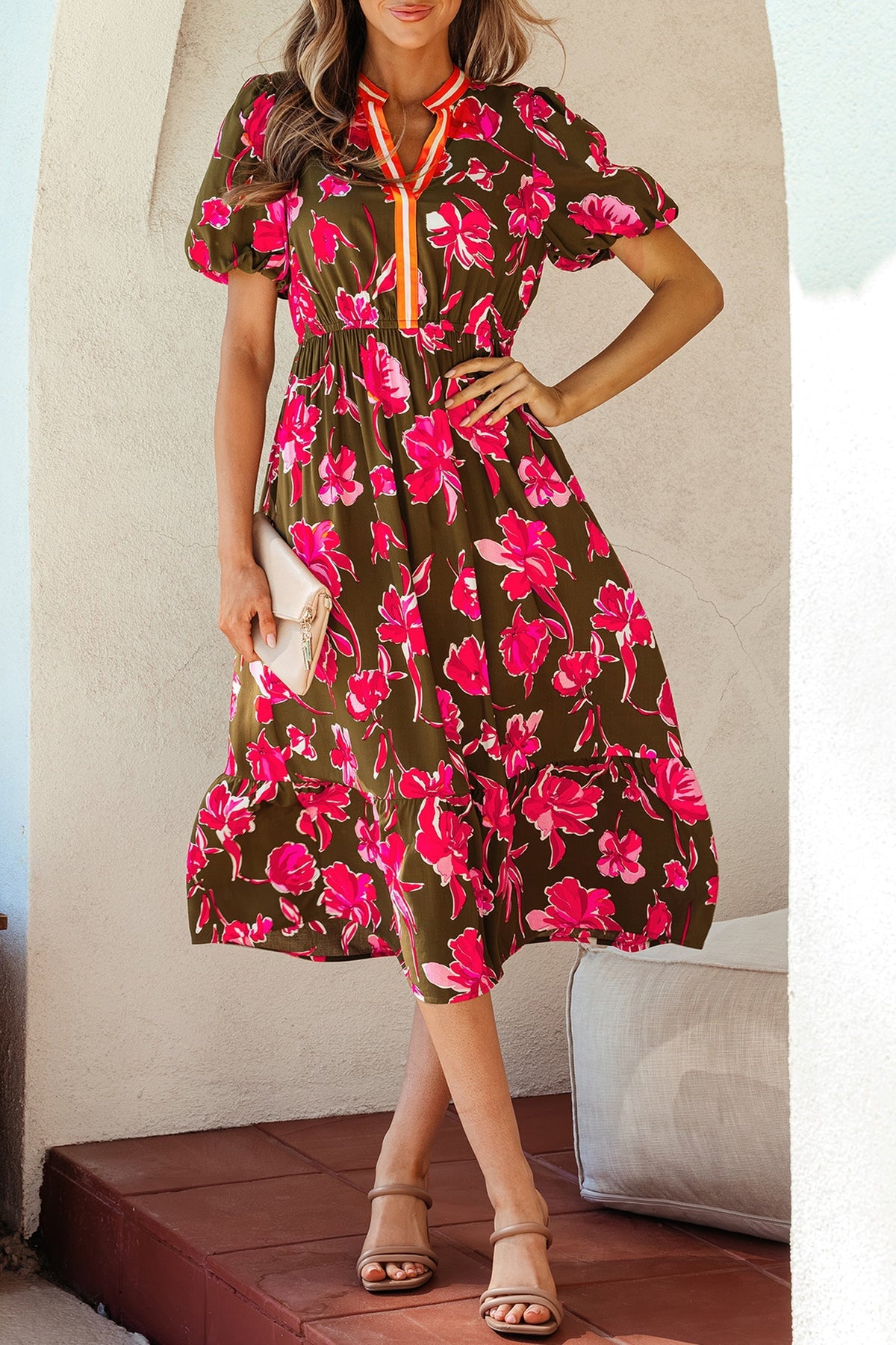 Threaded Pear Renata Ruffle Hem Maxi Dress