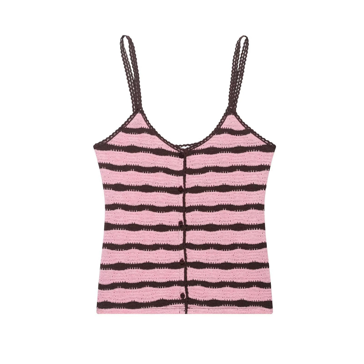Striped knit camisole top+micro flared pants set