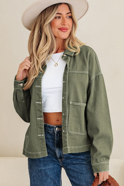 Threaded Pear Isabella Collared Front Boyfriend Jacket
