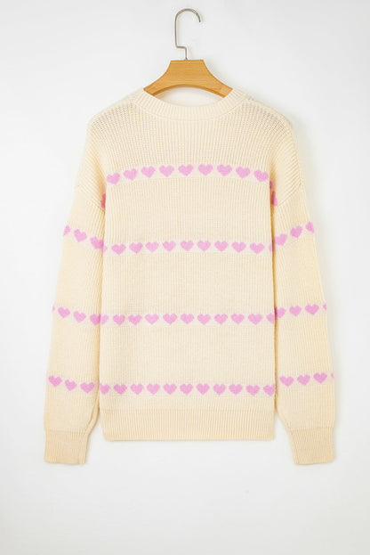 Threaded Pear Navy Valentine Ribbed Knit Sweater