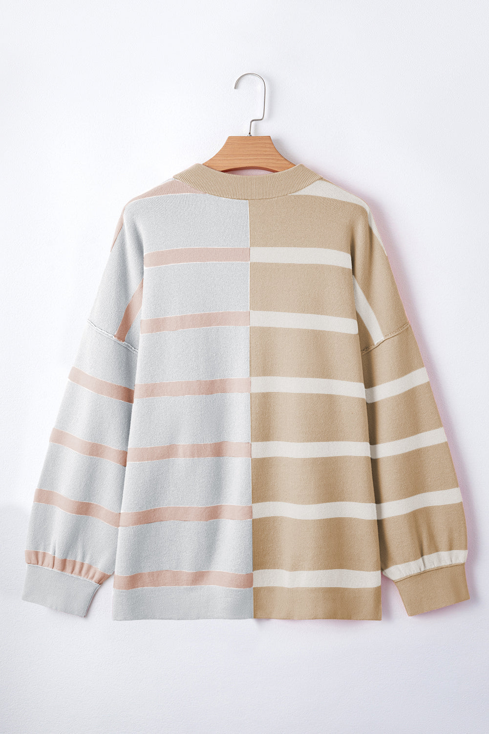 Threaded Pear Jream Stripe Colorblock Oversized Sweater