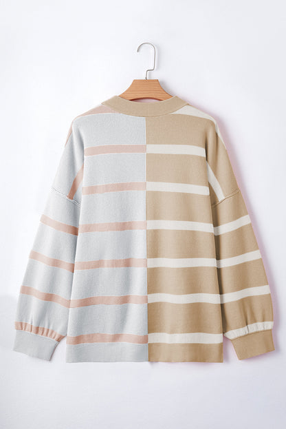 Threaded Pear Jream Stripe Colorblock Oversized Sweater