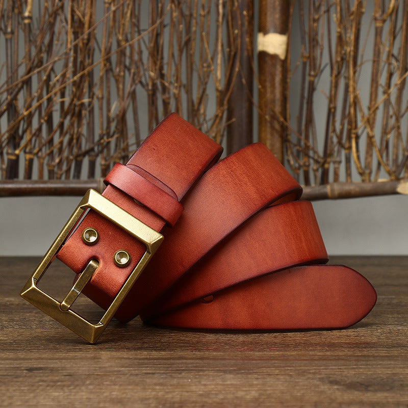 Men’s Thick First-Layer Cowhide Belt | Solid Brass Buckle Genuine Leather Belt | Premium Full-Grain Heavy-Duty Men’s Belt | Classic Luxury Handmade Leather Waist Belt | 2026 High-Fashion Durable Artisan Belt