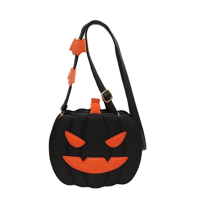 Halloween Funny Pumpkin Crossbody Bag | Creative Cartoon Pumpkin Purse with Bat Wings | Personalized Fall Festival Shoulder Bag | Whimsical Holiday Party Bag for Women & Teens