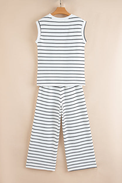 Threaded Pear Avery Stripe Casual Wide Leg 2pcs