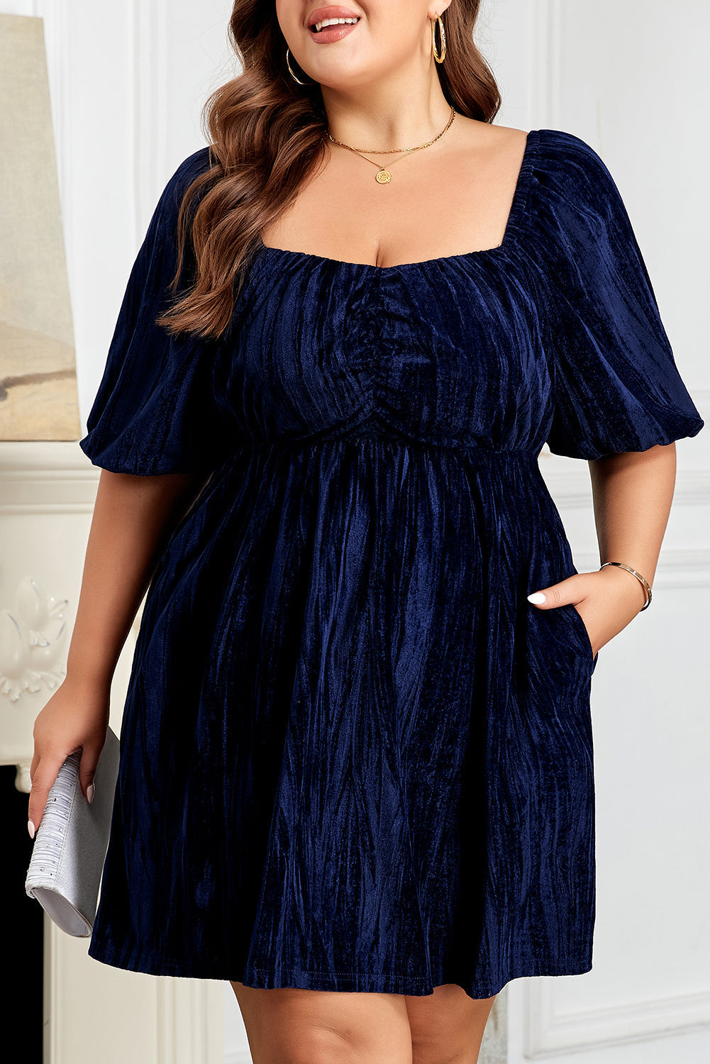 Threaded Pear Kataleya Short Puff Sleeve PLUS Dress
