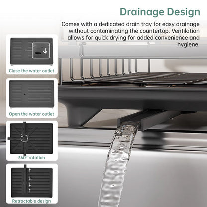 2-Tier Household Dish Rack: Countertop Storage with Drainboard