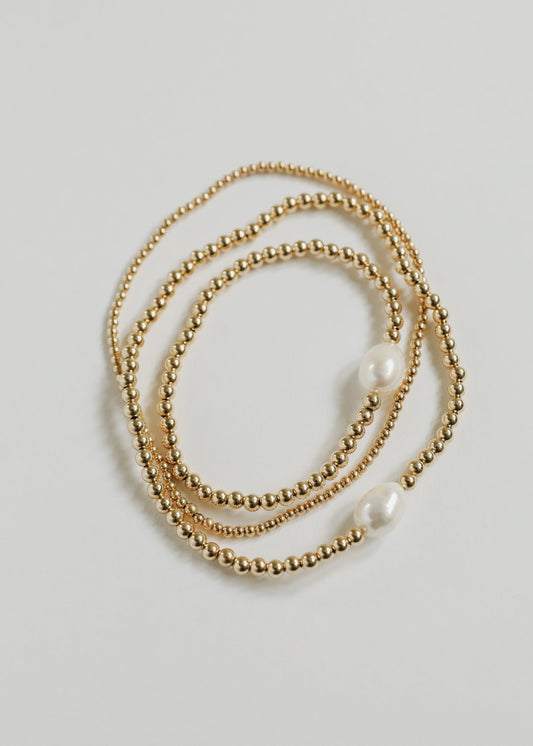 14K Gold Filled || Beaded Stretch Anklet