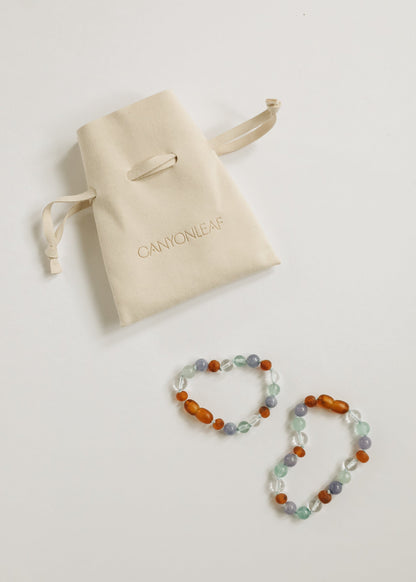 Baltic Sea Amber + Natural Gemstone || Anklet or Bracelet