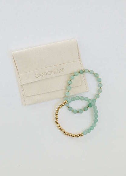 Aventurine Gemstone + 14K Gold Filled || Beaded Stretch Bracelets
