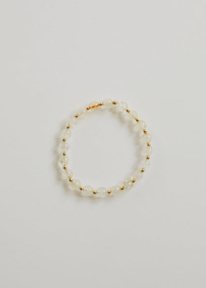 Citrine Gemstone + 14K Gold Filled Beaded Stretch Bracelet